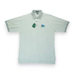 NWT AM Player Mens Gray Short Sleeve Cotton Polo Golf Shirt Large "River Valley"